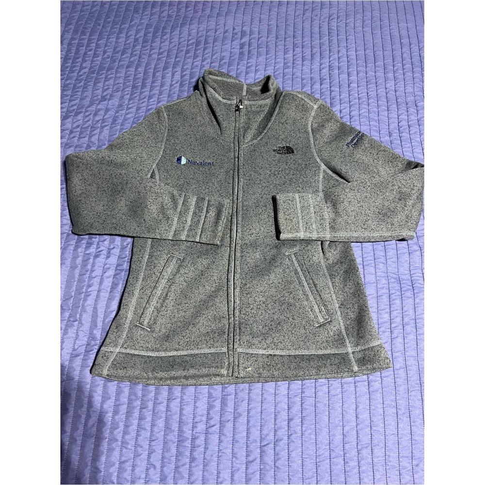 The North Face Sweater Fleece Jacket Women's Size L Gray Full Zip *Embroidery